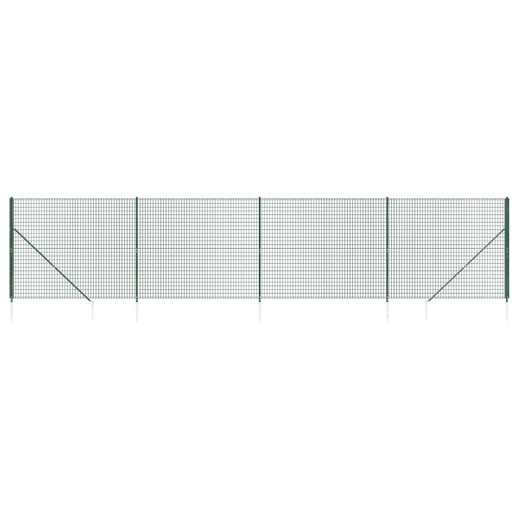 Wire Mesh Fence with Spike Anchors Green 2x10 m