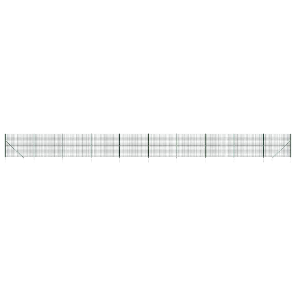 Wire Mesh Fence with Spike Anchors Green 2x25 m