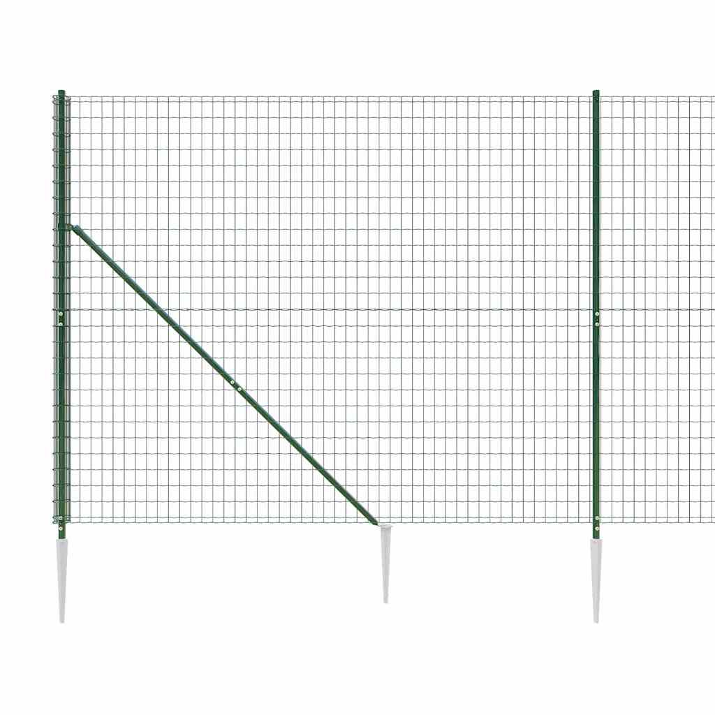 Wire Mesh Fence with Spike Anchors Green 2.2x25 m