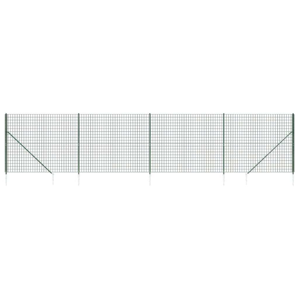 Wire Mesh Fence with Spike Anchors Green 1.4x10 m
