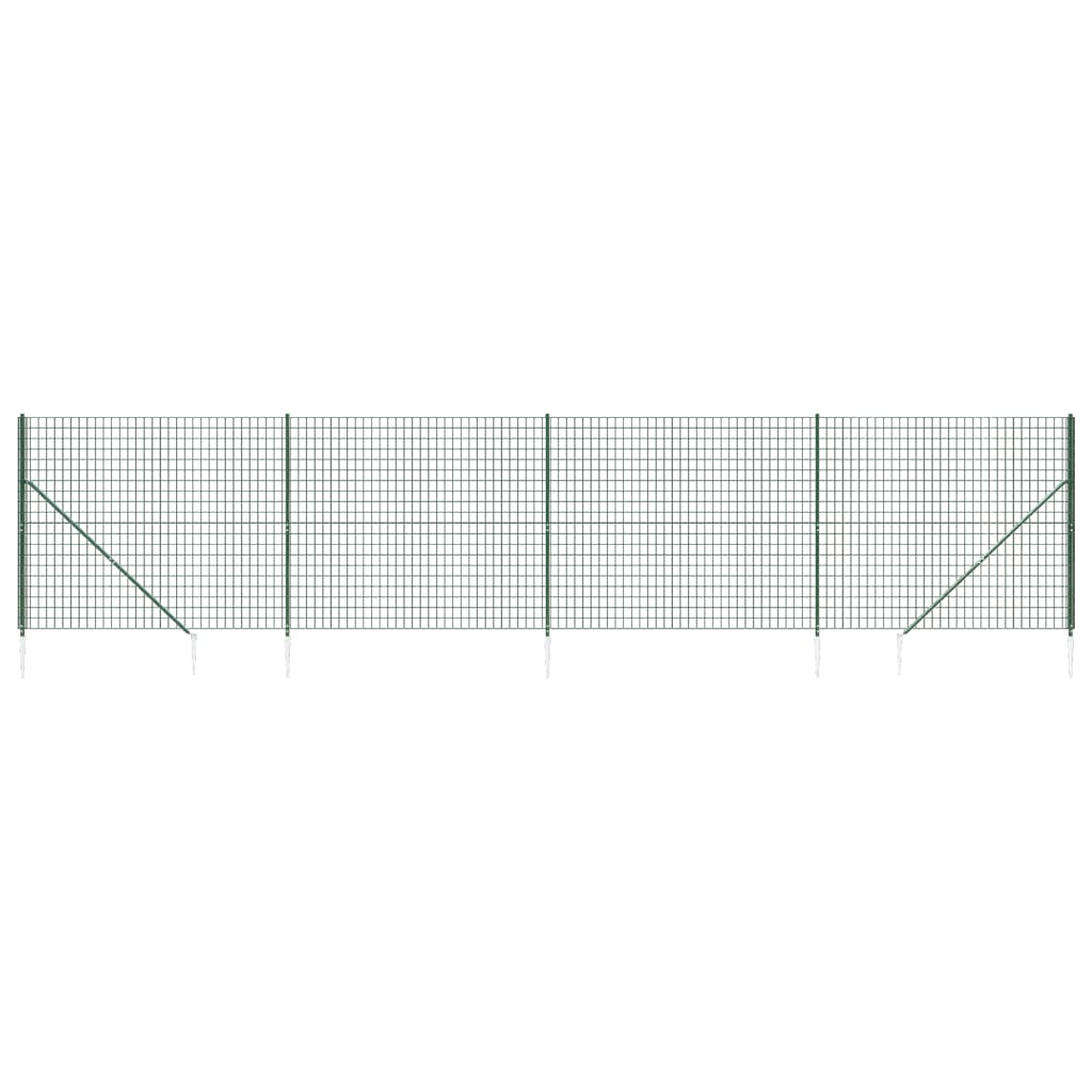 Wire Mesh Fence with Spike Anchors Green 1.6x10 m