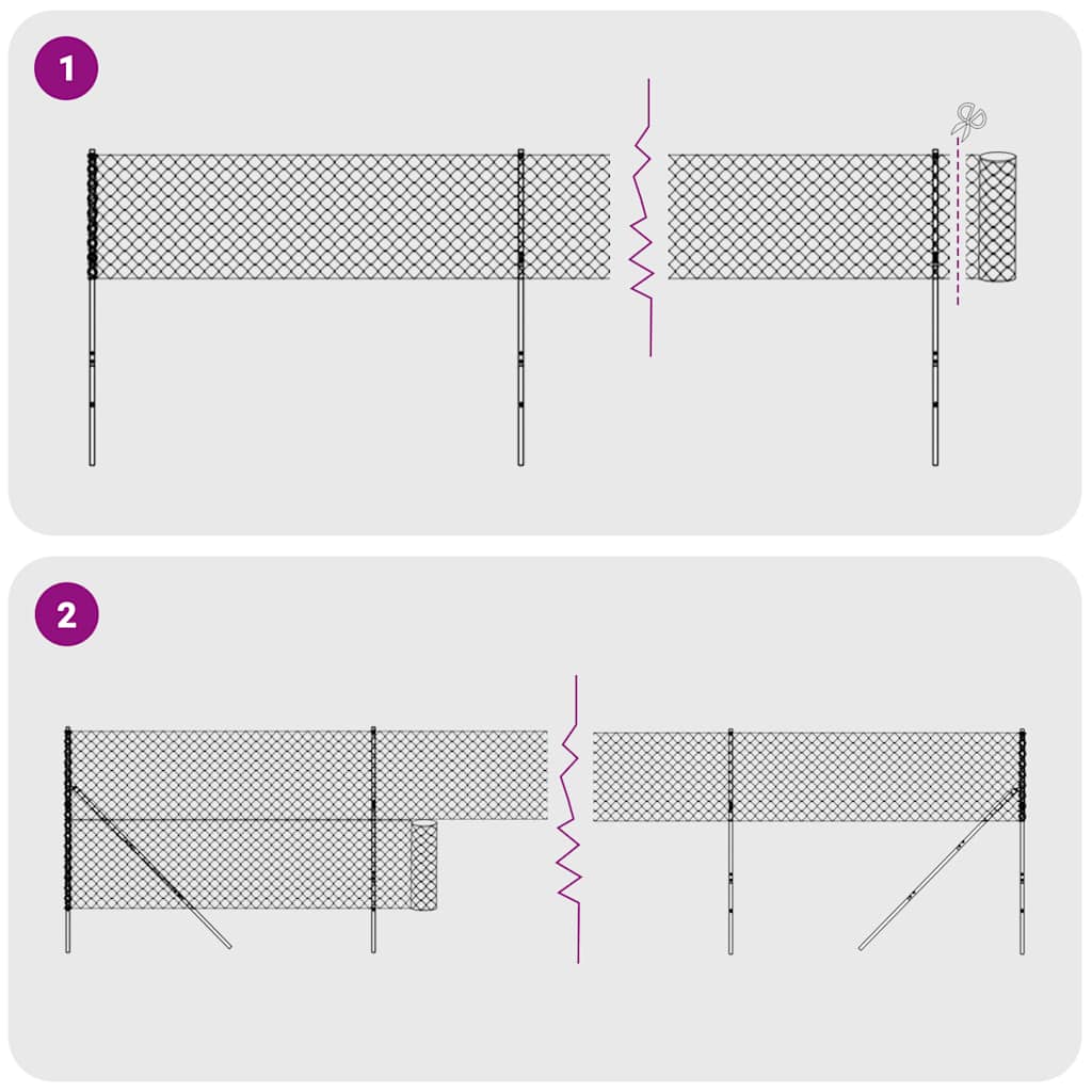 Wire Mesh Fence with Spike Anchors Anthracite 2x25 m