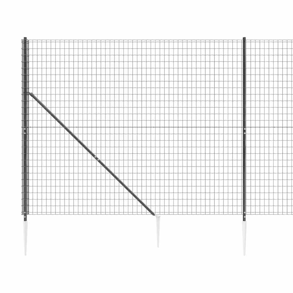 Wire Mesh Fence with Spike Anchors Anthracite 2x25 m