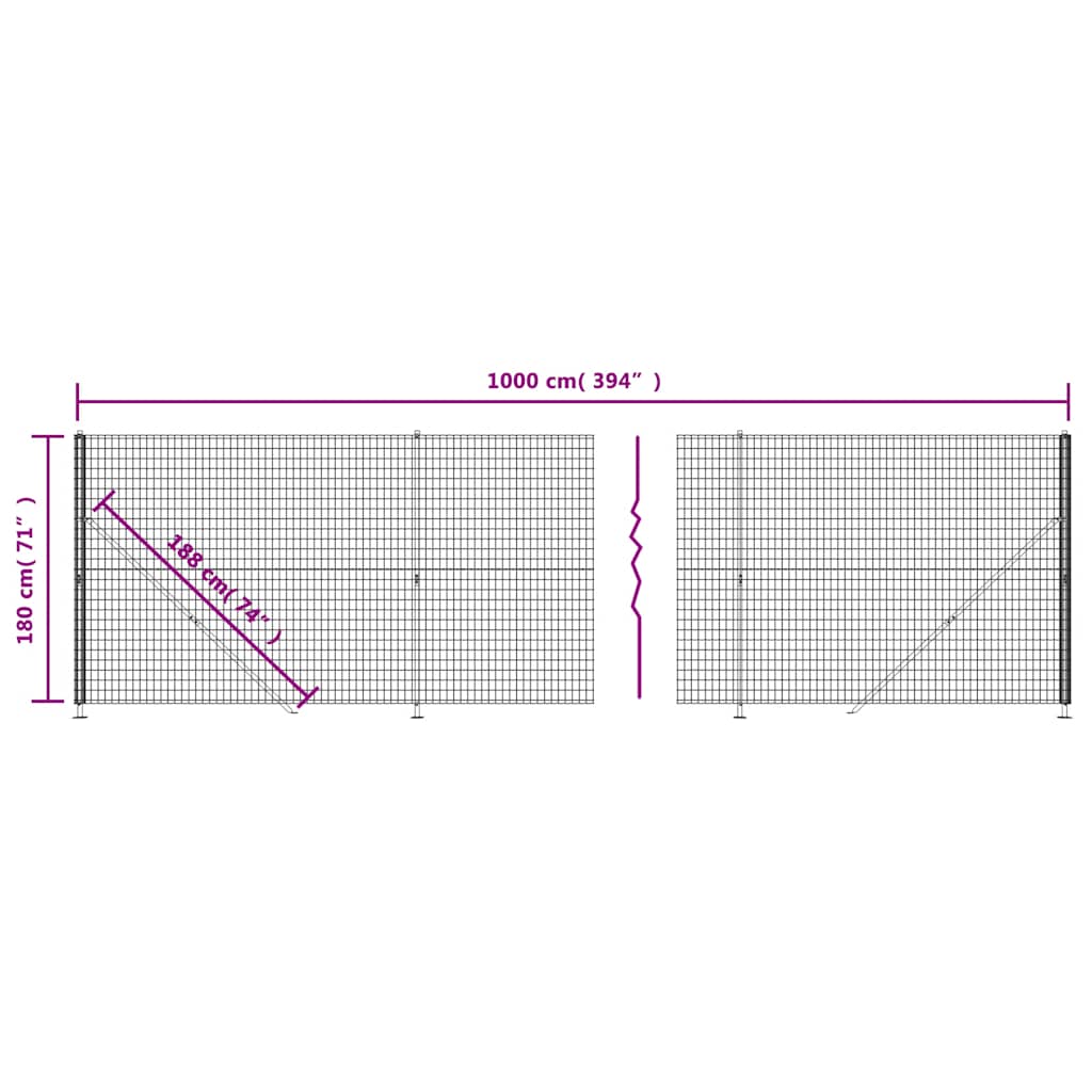 Wire Mesh Fence with Flange Anthracite 1.8x10 m