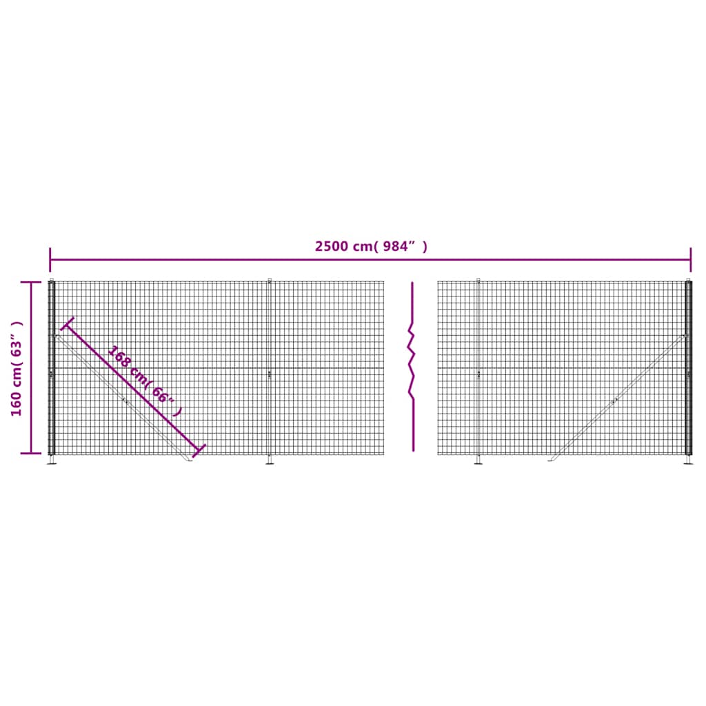 Wire Mesh Fence with Flange Anthracite 1.6x25 m