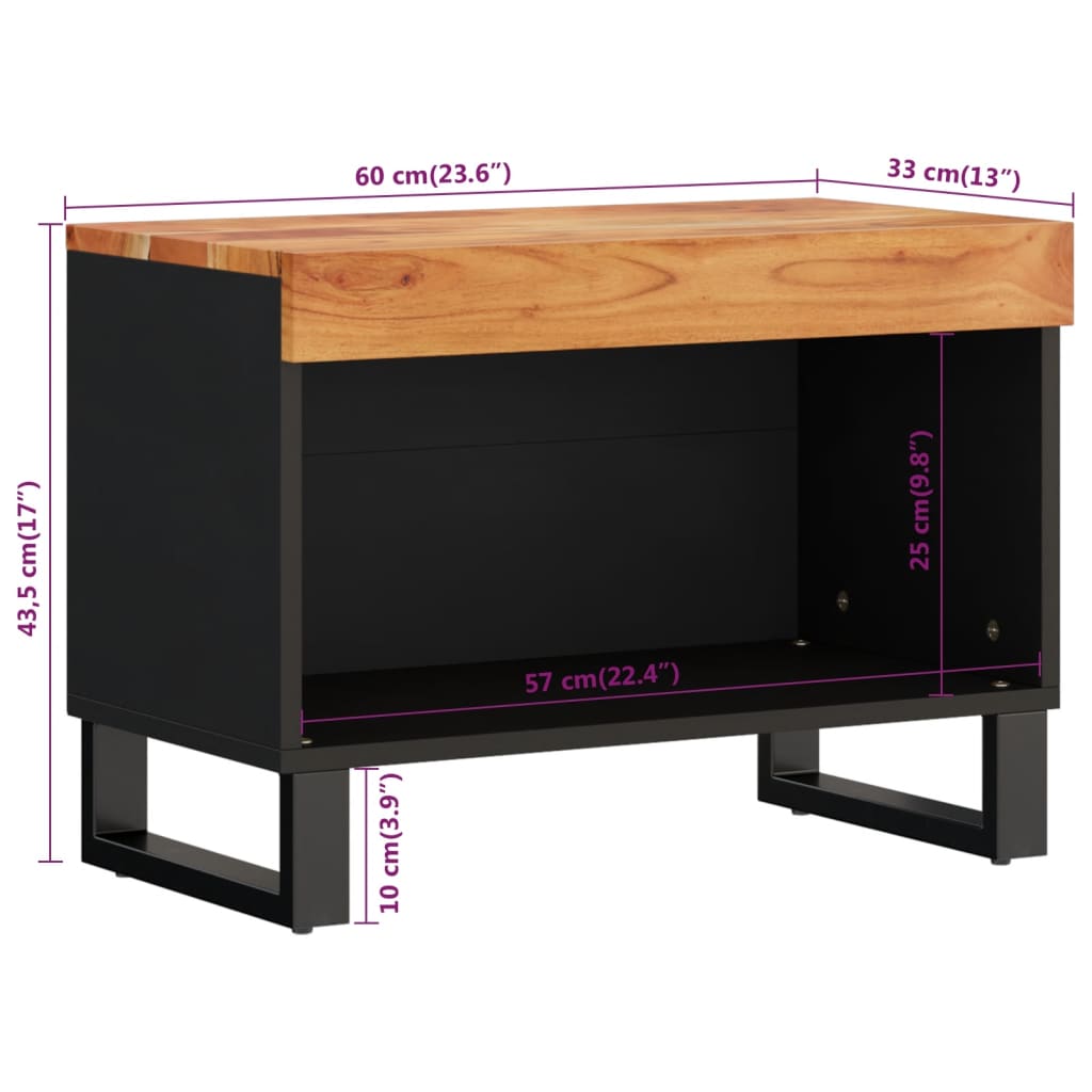 TV Cabinet 60x33x43.5 cm Solid Wood Acacia