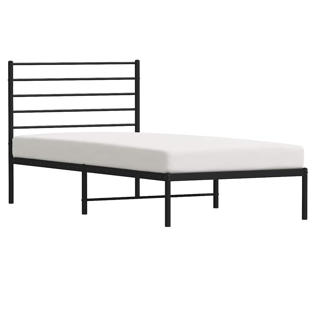 Metal Bed Frame without Mattress with Headboard Black 100x200cm