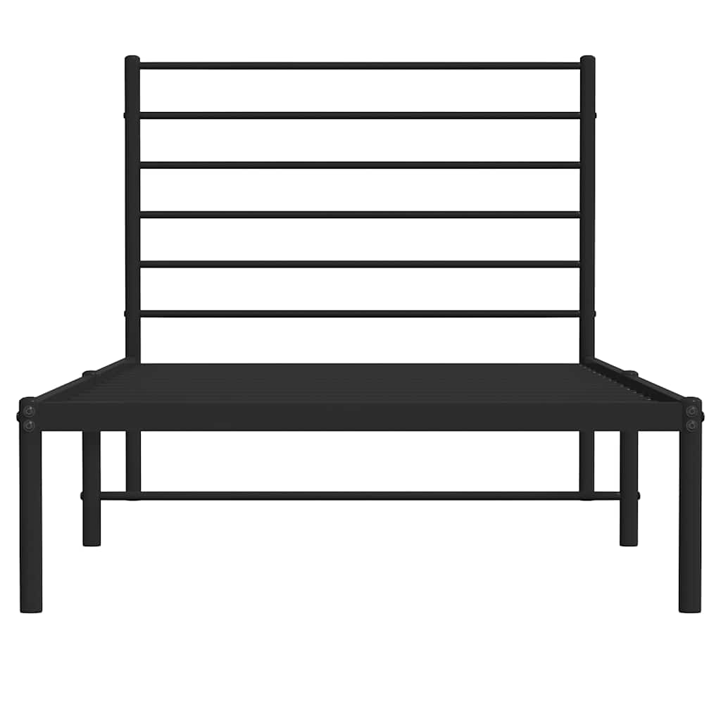 Metal Bed Frame without Mattress with Headboard Black 100x200cm