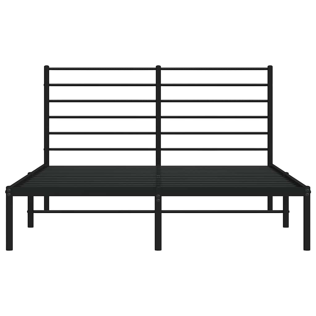 Metal Bed Frame without Mattress with Headboard Black 135x190cm