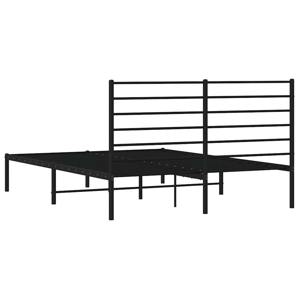 Metal Bed Frame without Mattress with Headboard Black 135x190cm