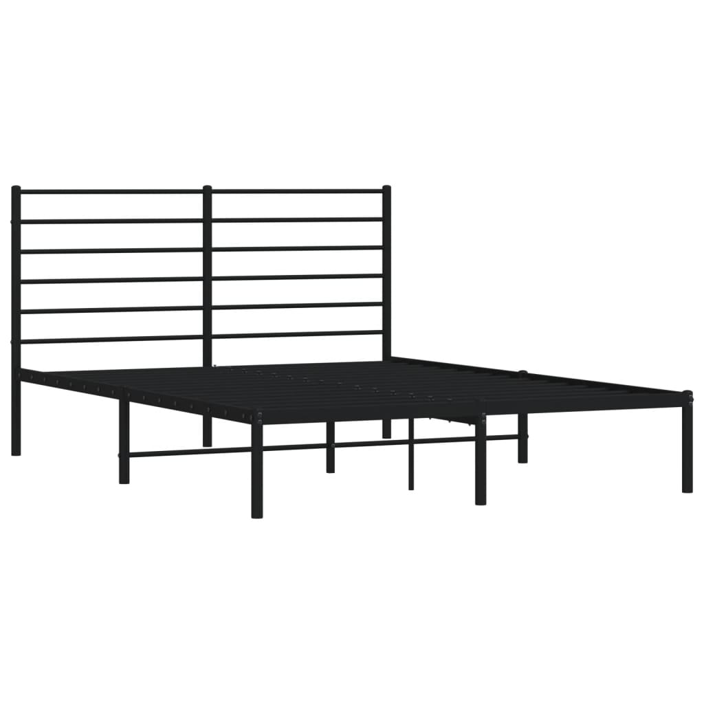 Metal Bed Frame without Mattress with Headboard Black 140x200cm