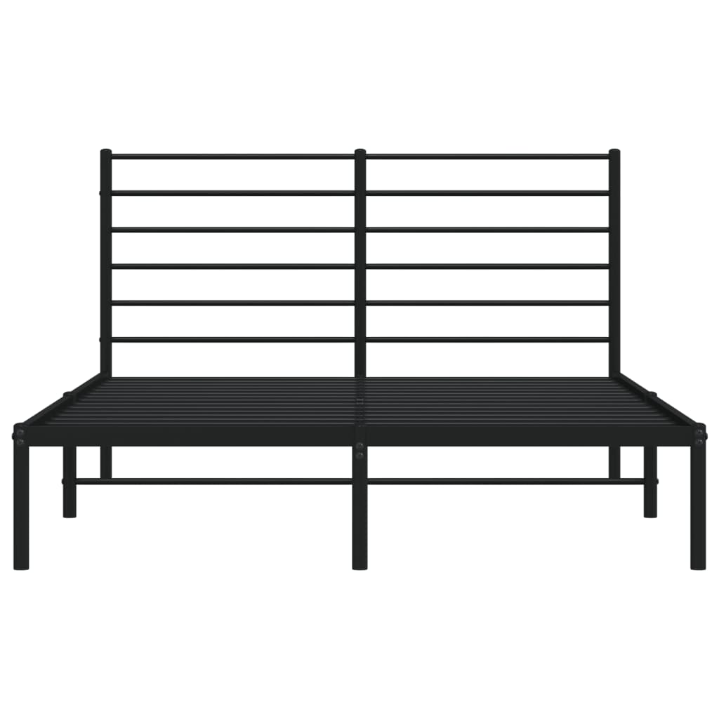 Metal Bed Frame without Mattress with Headboard Black 140x200cm