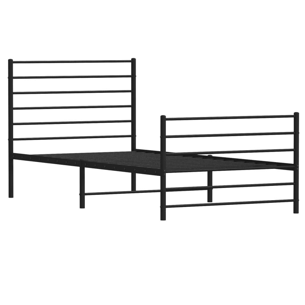 Metal Bed Frame without Mattress with Footboard Black 80x200cm