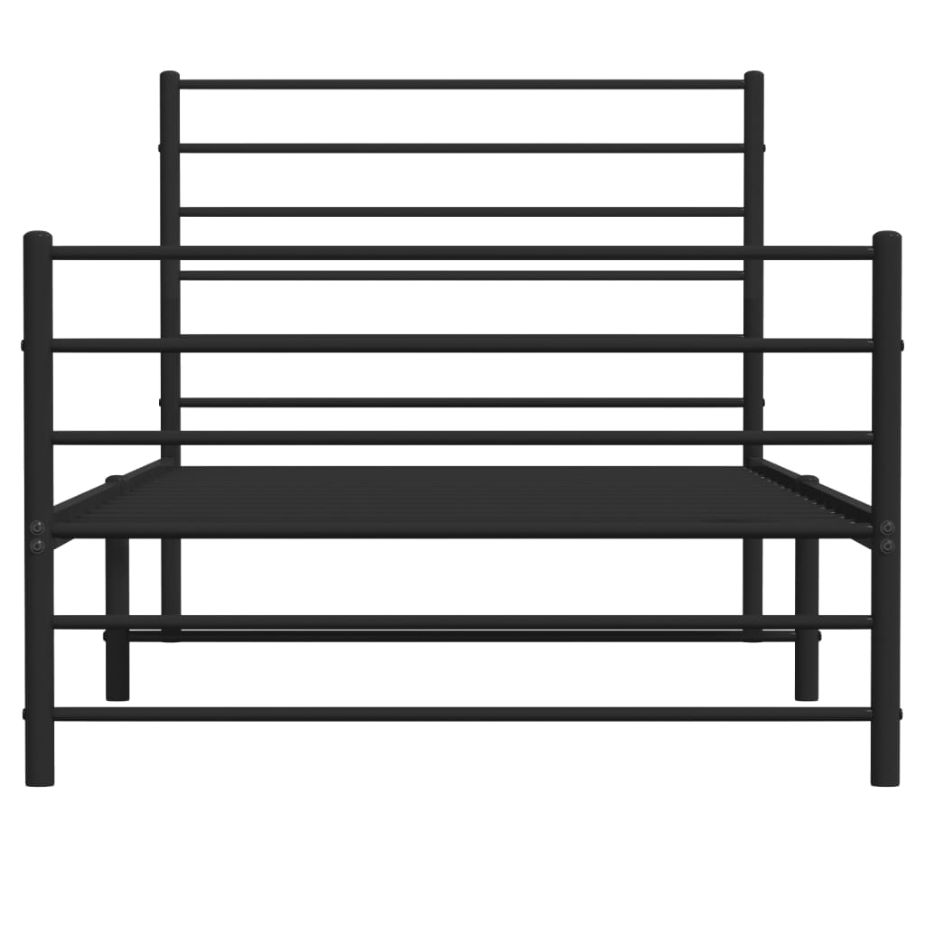 Metal Bed Frame without Mattress with Footboard Black 80x200cm