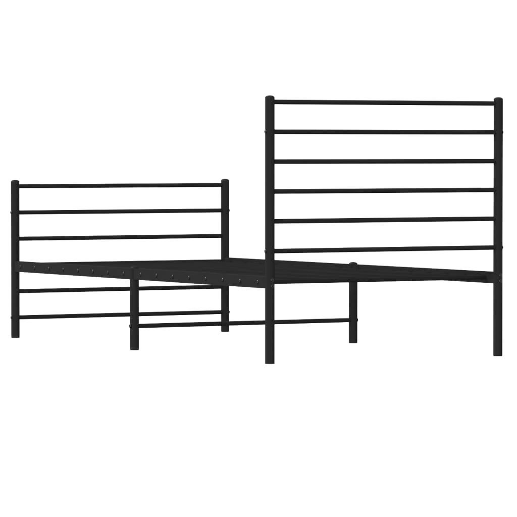 Metal Bed Frame without Mattress with Footboard Black 80x200cm