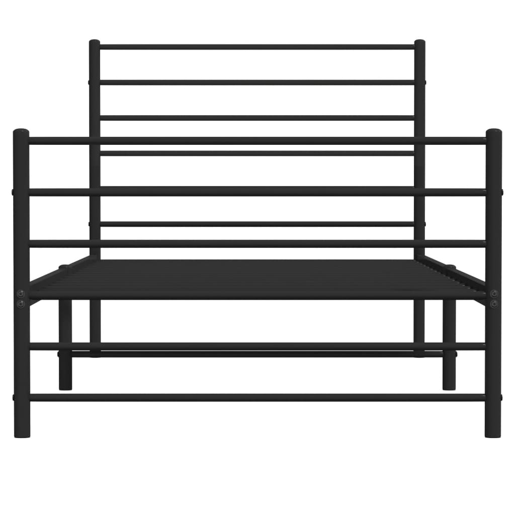 Metal Bed Frame without Mattress with Footboard Black 107x203cm