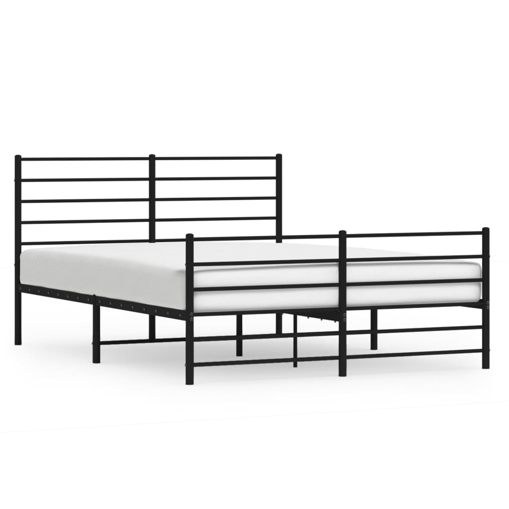 Metal Bed Frame without Mattress with Footboard Black 140x190cm