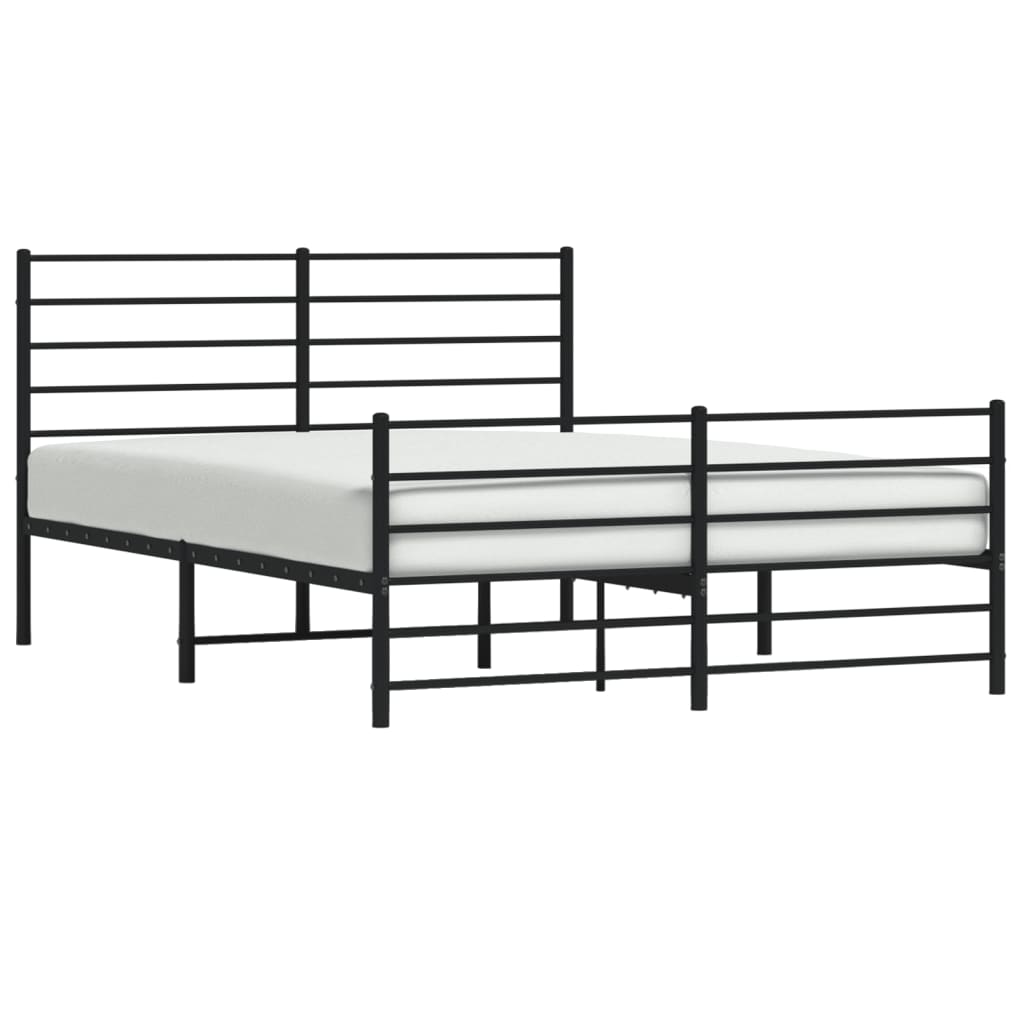 Metal Bed Frame without Mattress with Footboard Black 140x190cm