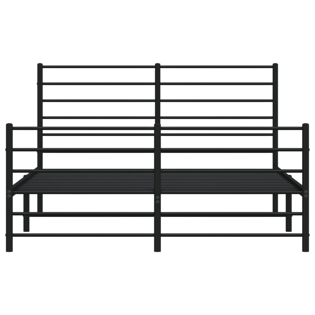 Metal Bed Frame without Mattress with Footboard Black 140x190cm