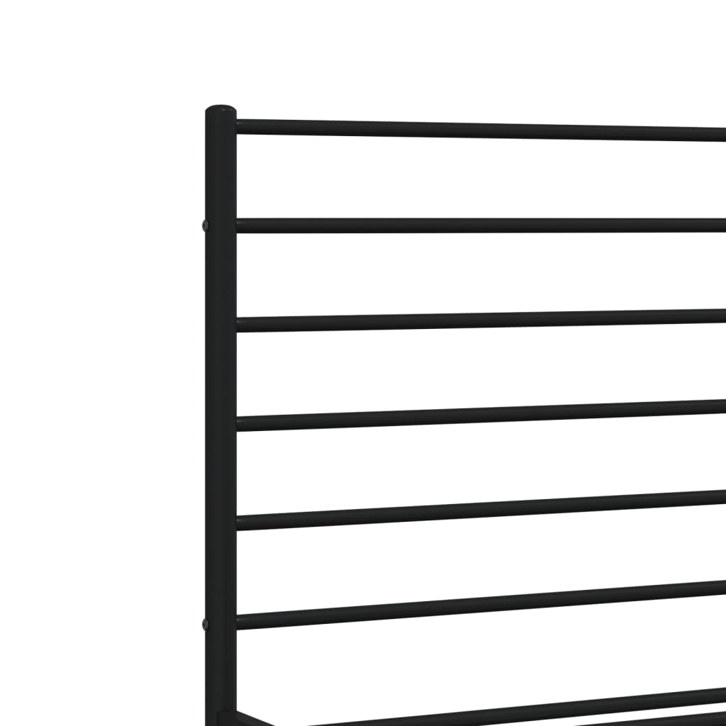 Metal Bed Frame without Mattress with Footboard Black 140x190cm