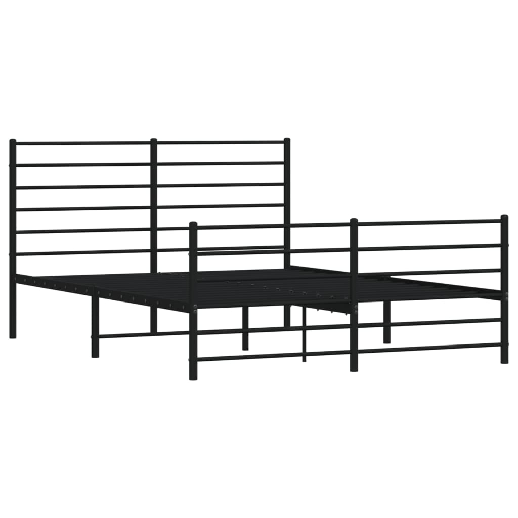 Metal Bed Frame without Mattress with Footboard Black 160x200cm