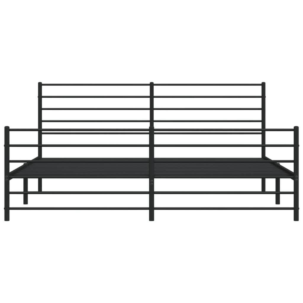 Metal Bed Frame without Mattress with Footboard Black 180x200cm