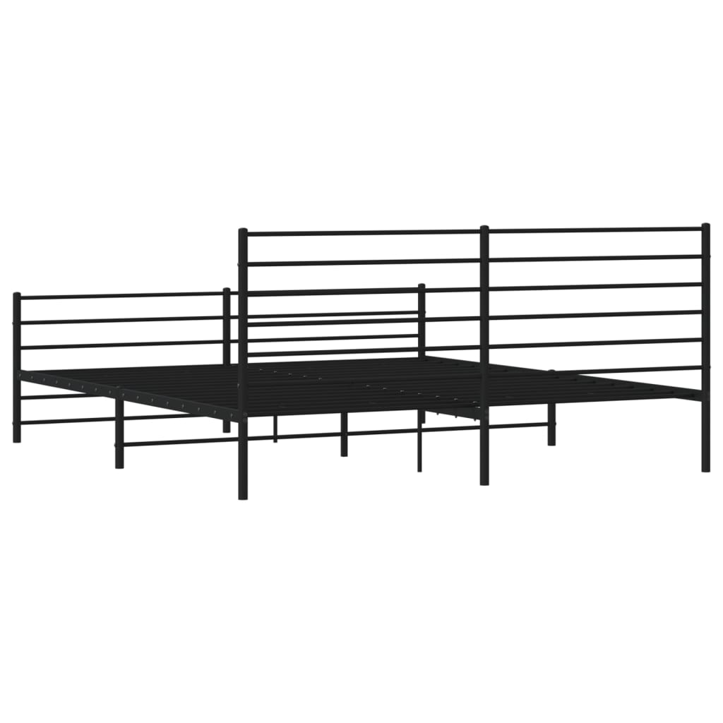 Metal Bed Frame without Mattress with Footboard Black 180x200cm