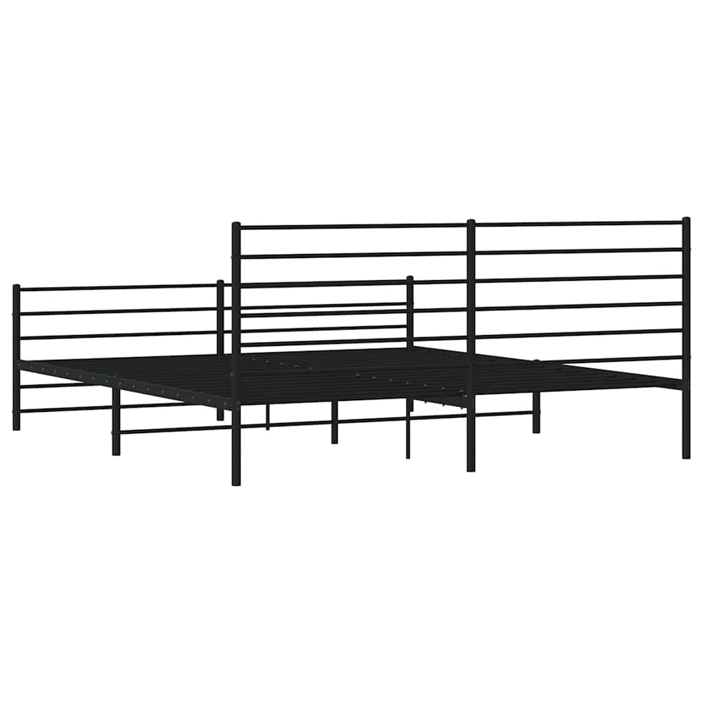 Metal Bed Frame without Mattress with Footboard Black 183x213cm