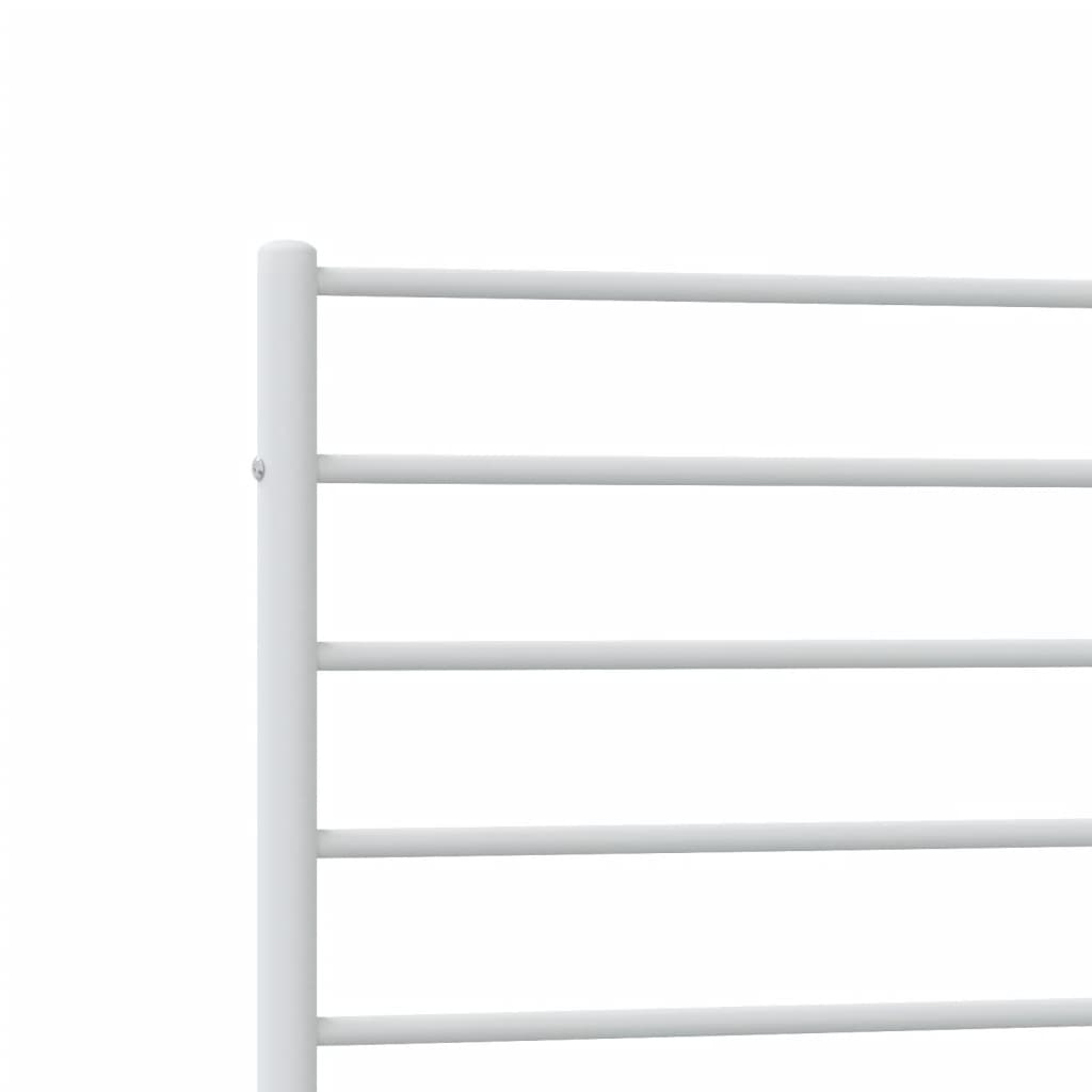 Metal Bed Frame without Mattress with Headboard White 75x190cm