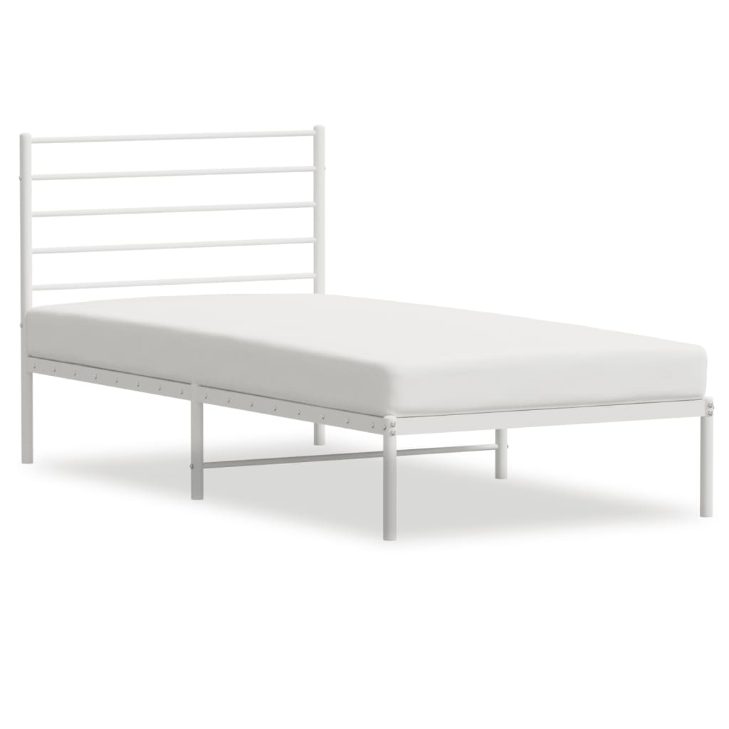 Metal Bed Frame without Mattress with Headboard White 80x200cm