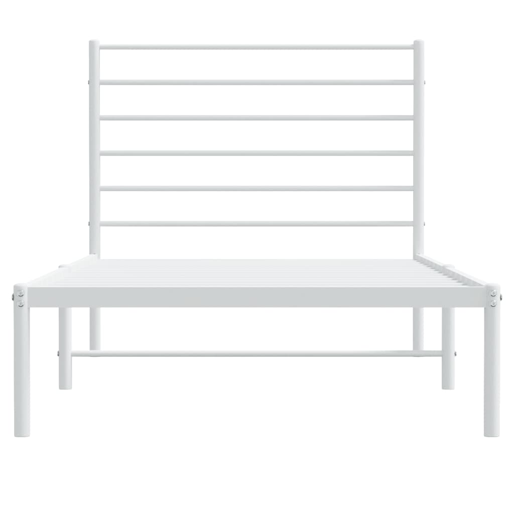 Metal Bed Frame without Mattress with Headboard White 90x190cm