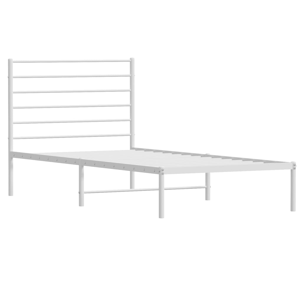 Metal Bed Frame without Mattress with Headboard White 90x200cm