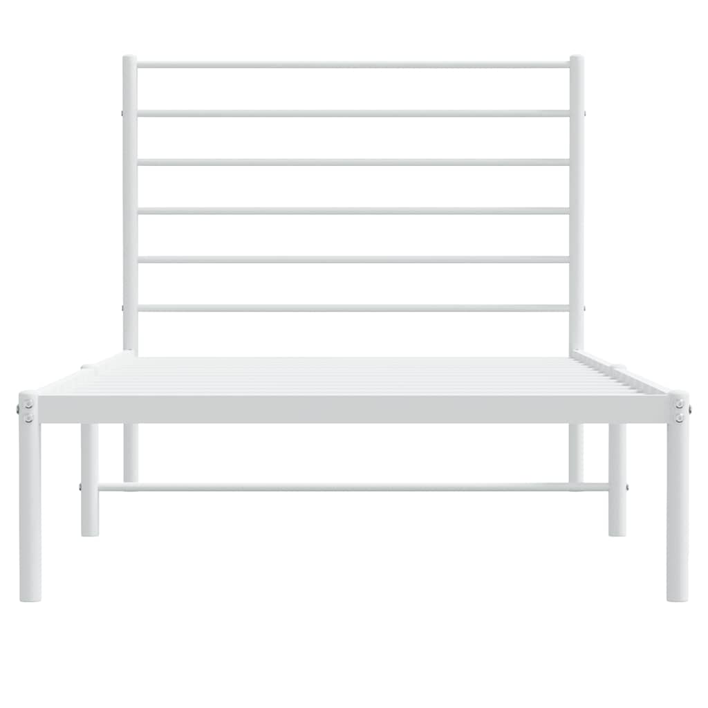 Metal Bed Frame without Mattress with Headboard White 100x190cm