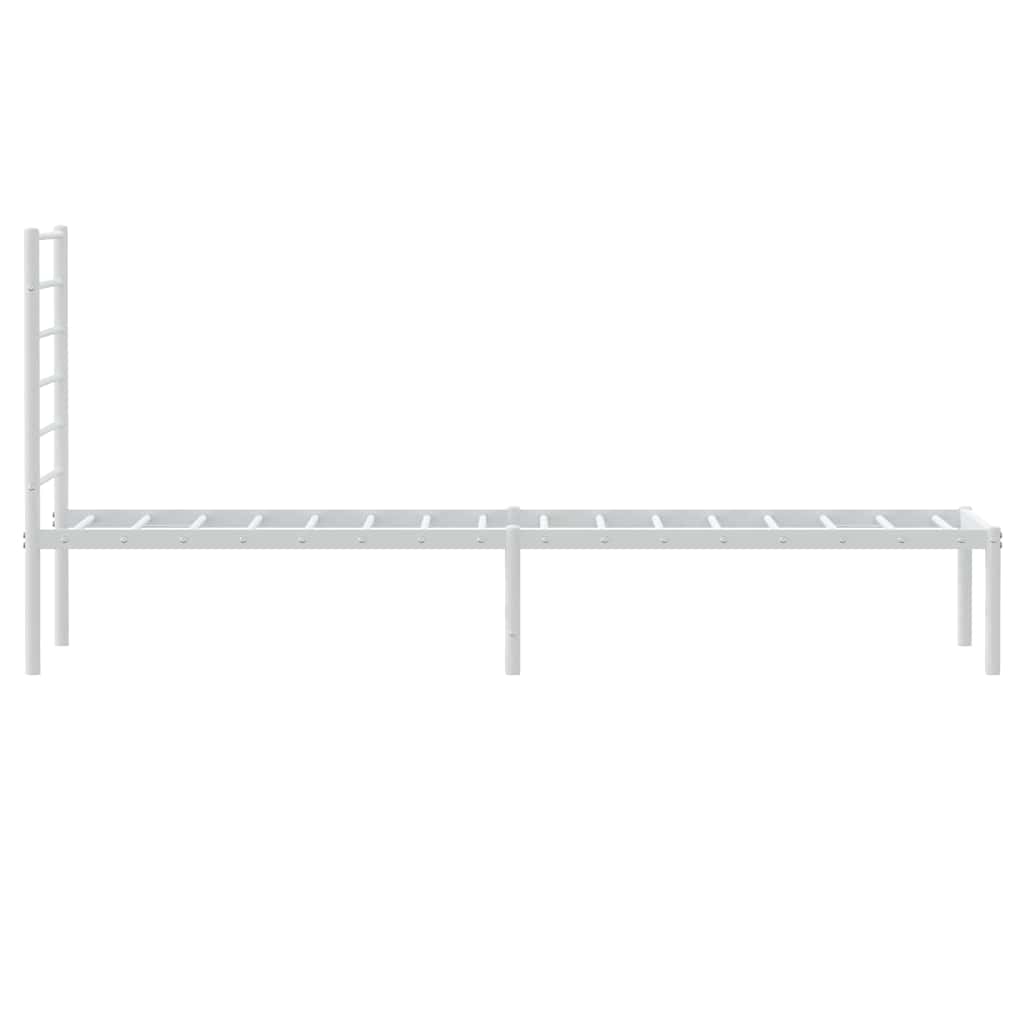 Metal Bed Frame without Mattress with Headboard White 100x200cm