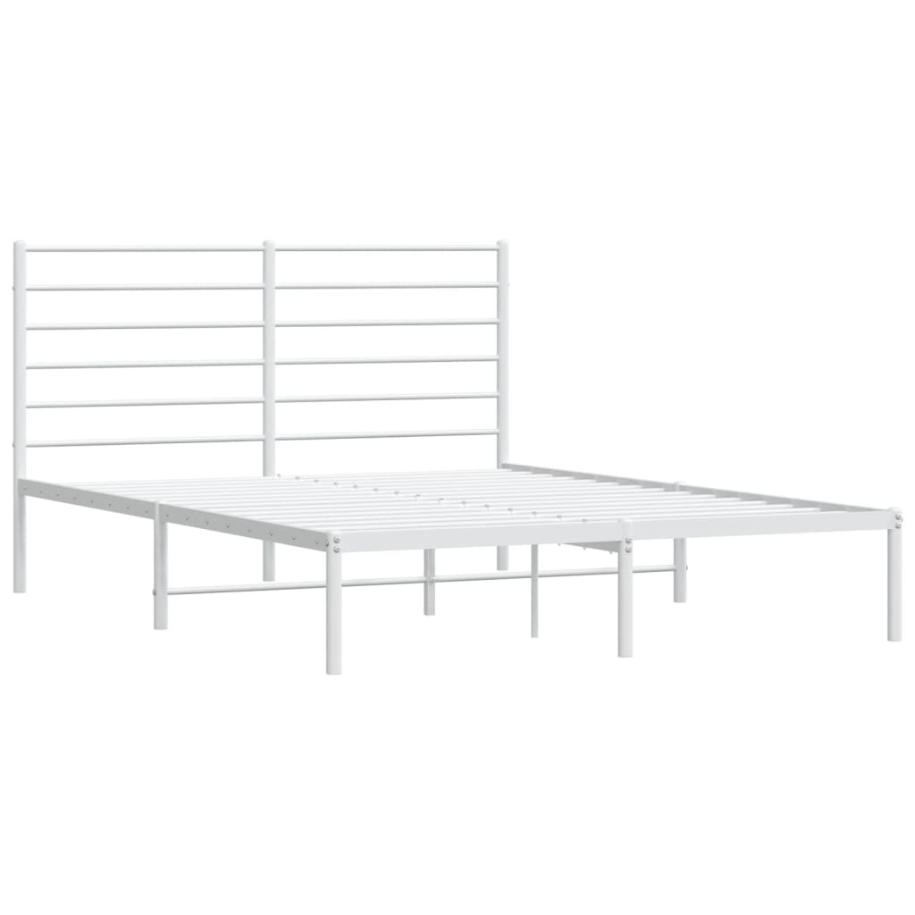 Metal Bed Frame without Mattress with Headboard White 120x190cm