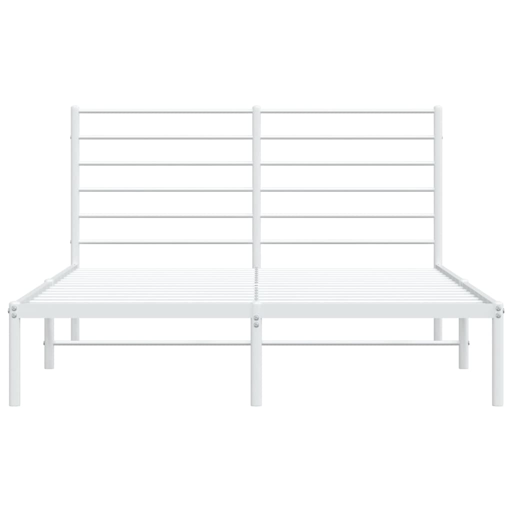 Metal Bed Frame without Mattress with Headboard White 120x190cm
