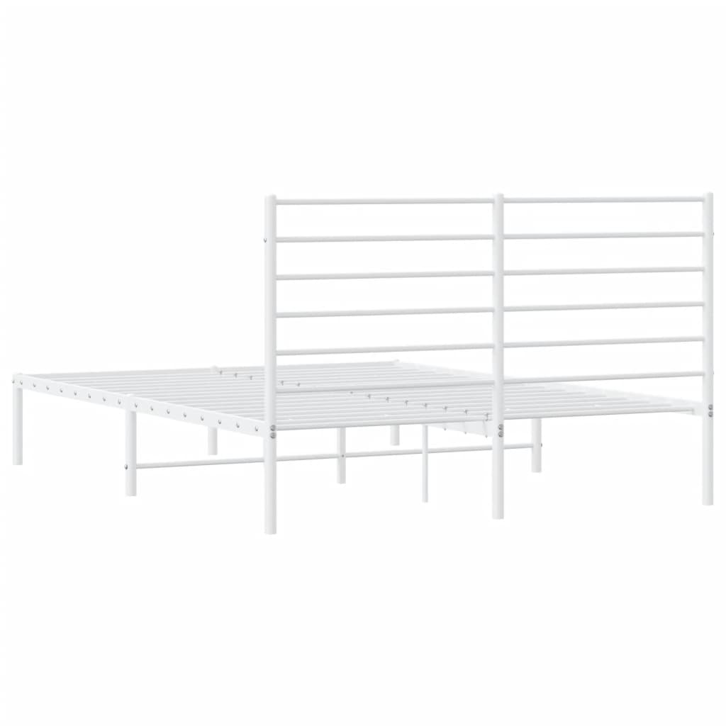 Metal Bed Frame without Mattress with Headboard White 120x190cm
