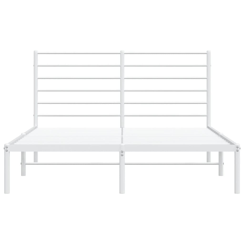 Metal Bed Frame without Mattress with Headboard White 120x200cm