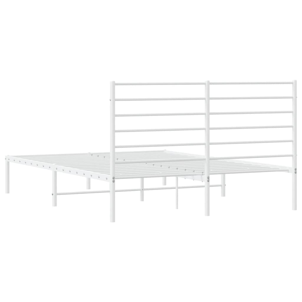 Metal Bed Frame without Mattress with Headboard White 120x200cm