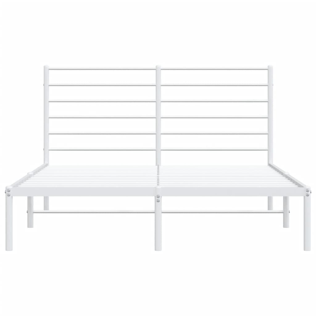 Metal Bed Frame without Mattress with Headboard White 140x190cm