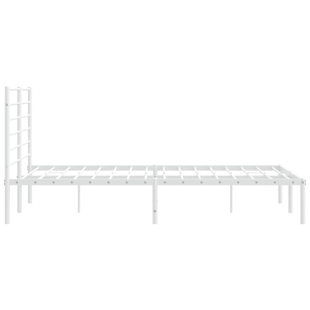 Metal Bed Frame without Mattress with Headboard White 140x190cm