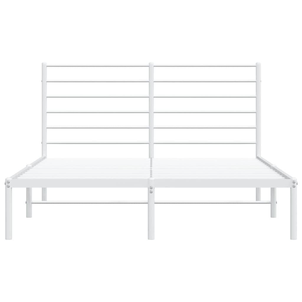 Metal Bed Frame without Mattress with Headboard White 160x200cm