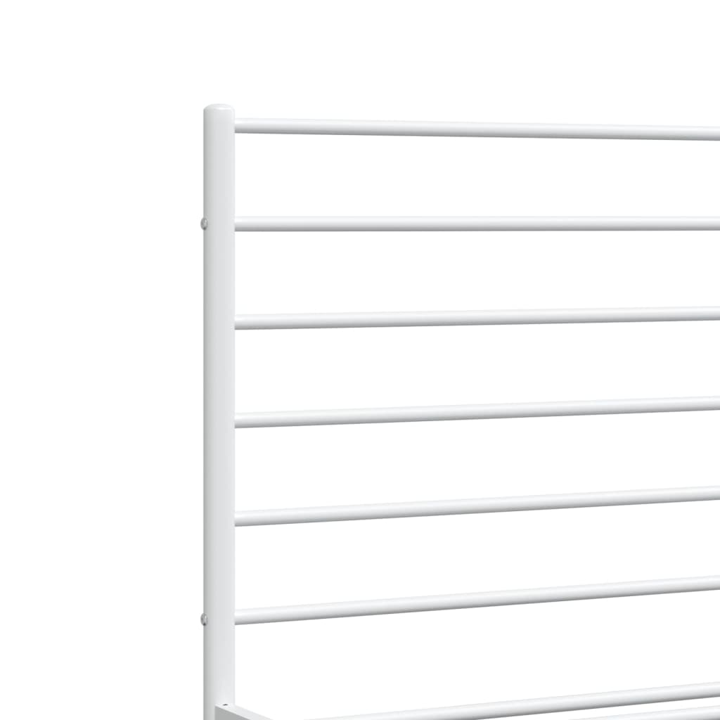 Metal Bed Frame without Mattress with Headboard White 160x200cm