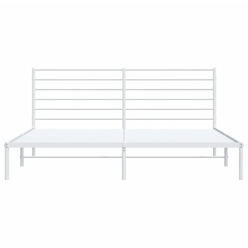 Metal Bed Frame without Mattress with Headboard White 180x200cm