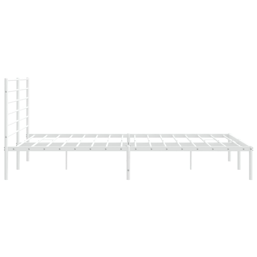 Metal Bed Frame without Mattress with Headboard White 180x200cm