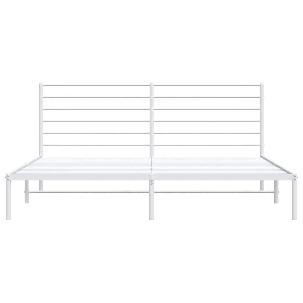 Metal Bed Frame without Mattress with Headboard White 183x213cm