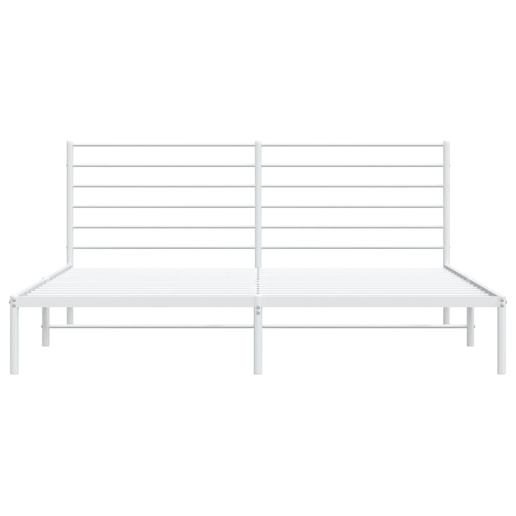Metal Bed Frame without Mattress with Headboard White 193x203cm