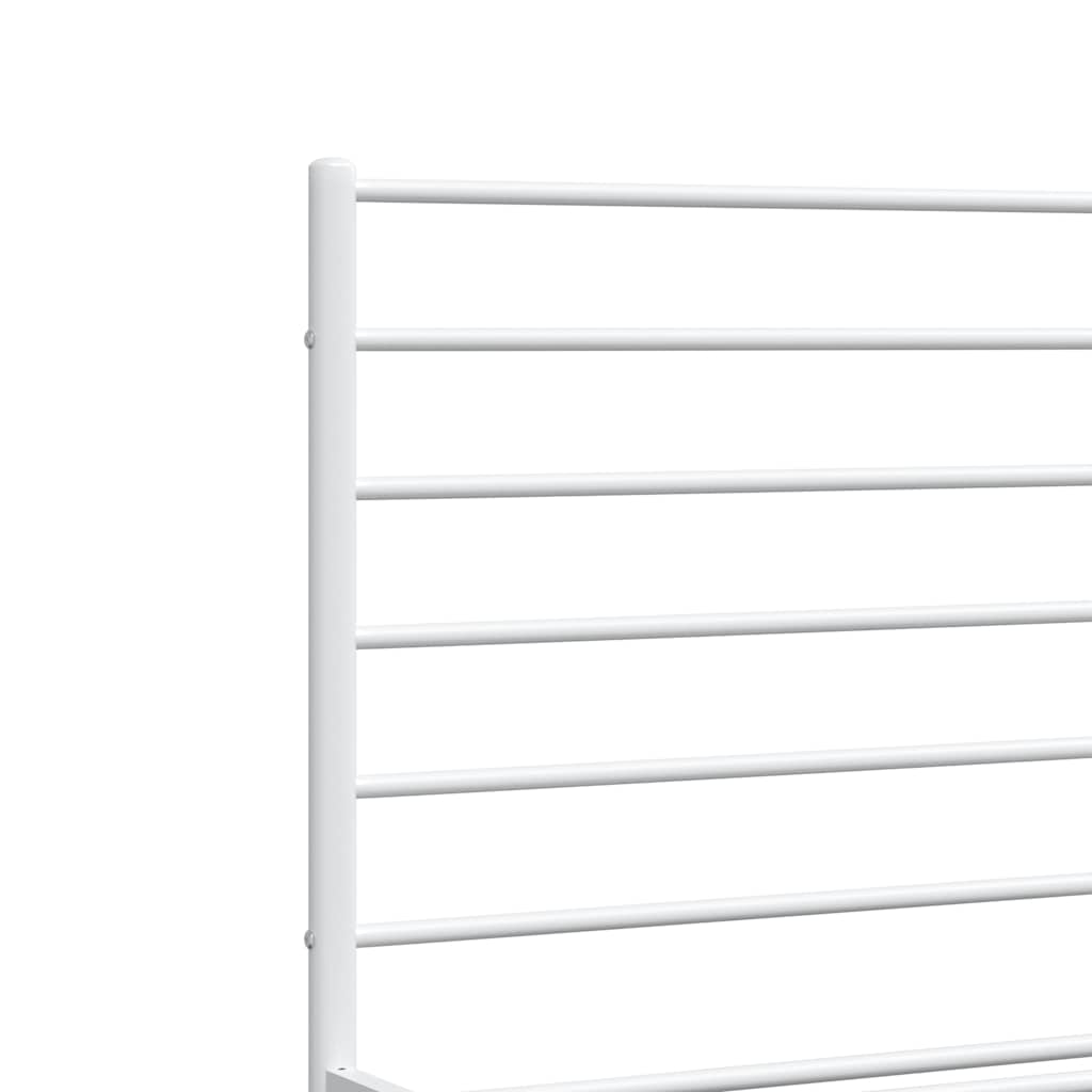 Metal Bed Frame without Mattress with Headboard White 193x203cm