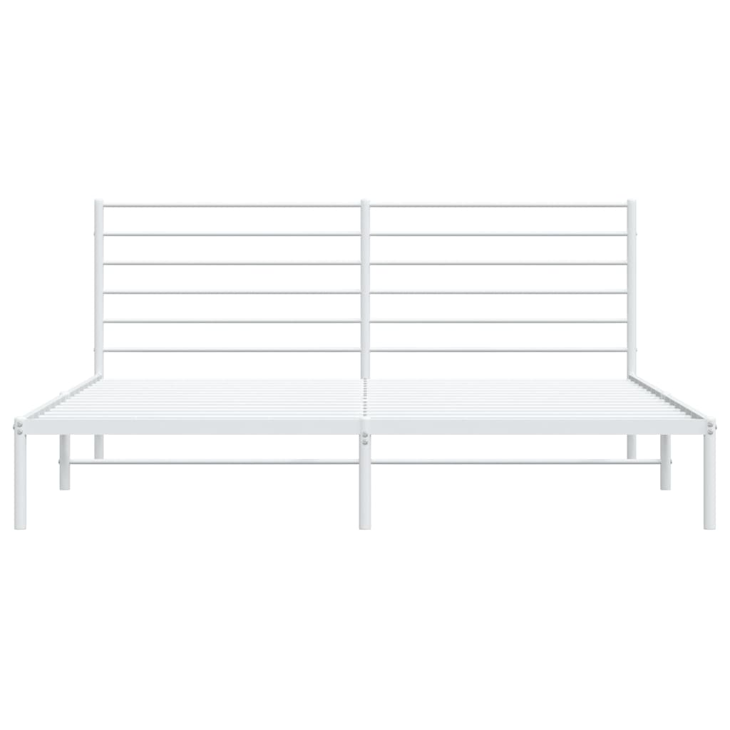 Metal Bed Frame without Mattress with Headboard White 200x200cm