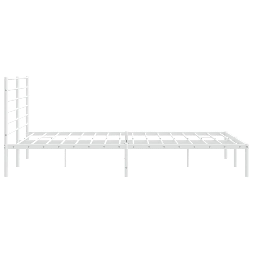 Metal Bed Frame without Mattress with Headboard White 200x200cm
